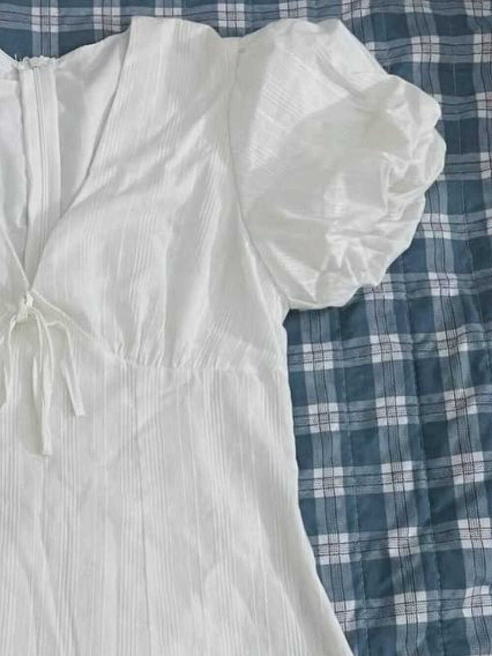 White Puff Sleeve Mini Dress - Picture 3 of 3